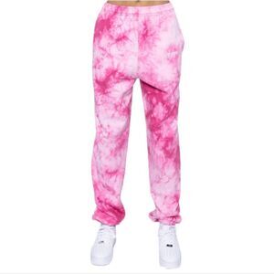 SAMII RYAN pink rose blend tie dye relaxed everyday jogger sweatpants M‎
